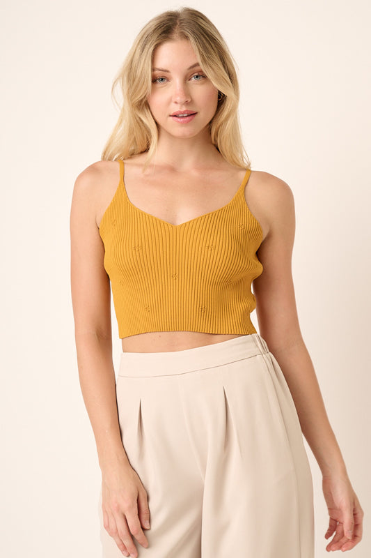 sweater knit crop top, embroidered, boho chic, hippie fashion, summer staple, spaghetti strap, adjustable strap, athropologie-inspired