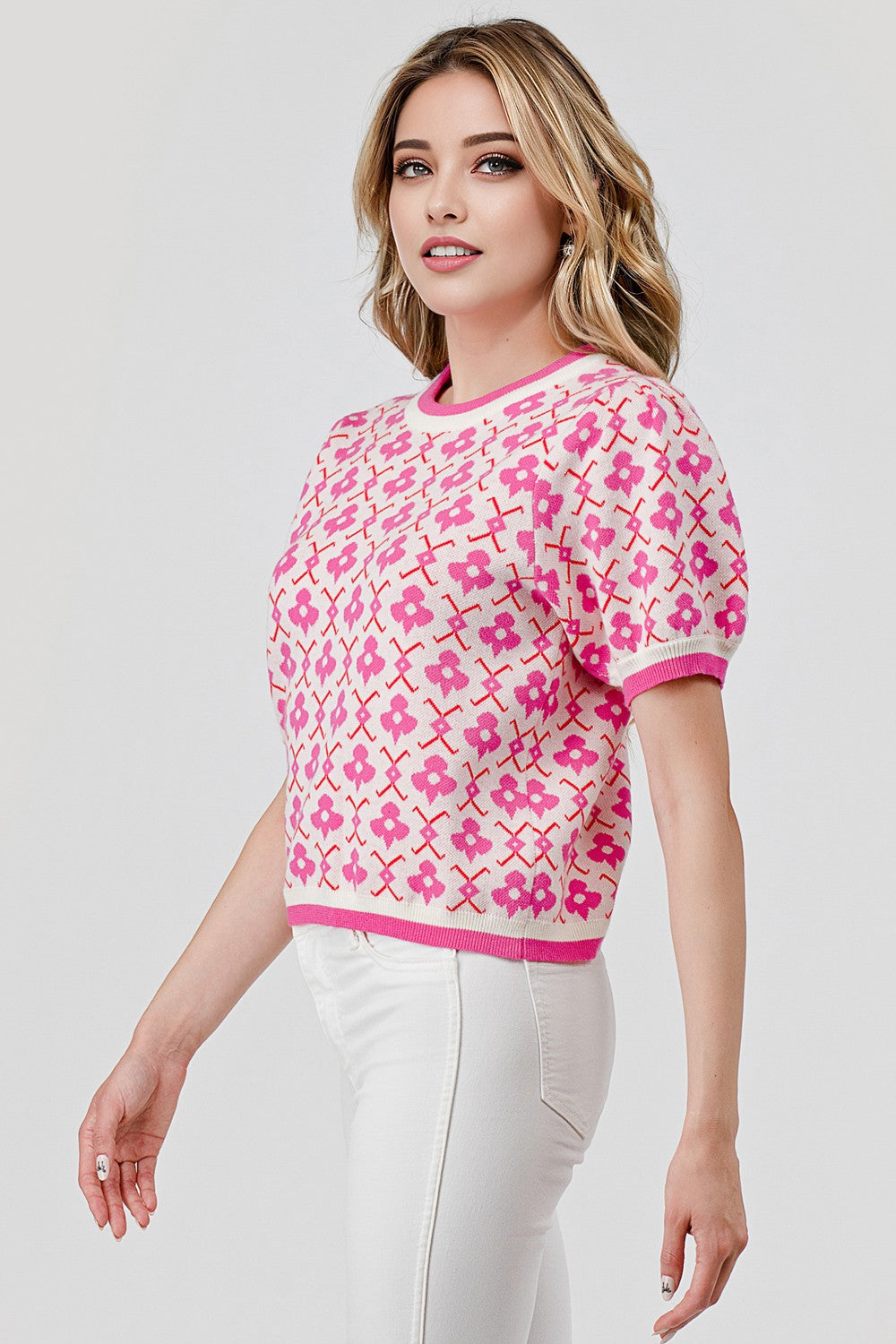 Retro Floral Knit Top