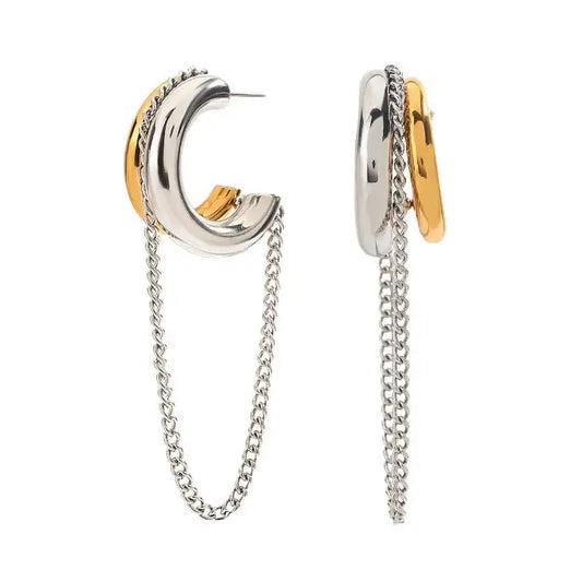 Blaine Two Tone Chain Hoops