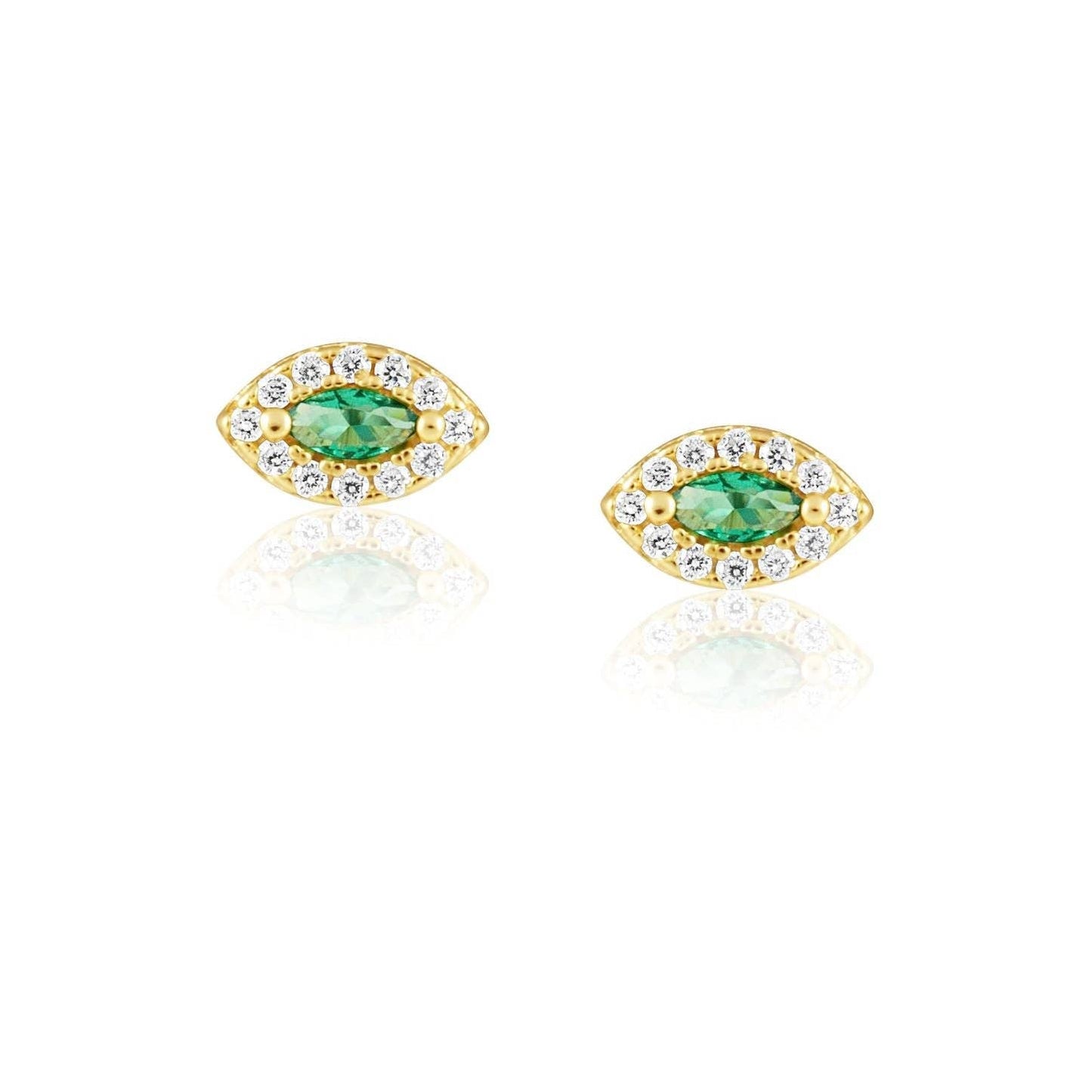 Emerald Evil Eye Studs by Sahira