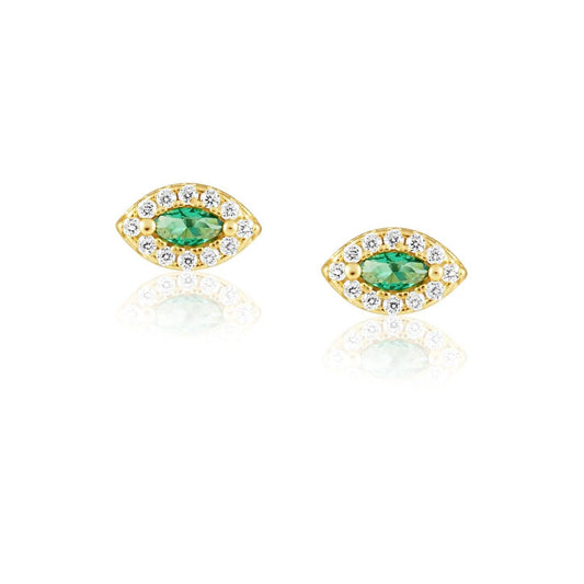 Emerald Evil Eye Studs by Sahira