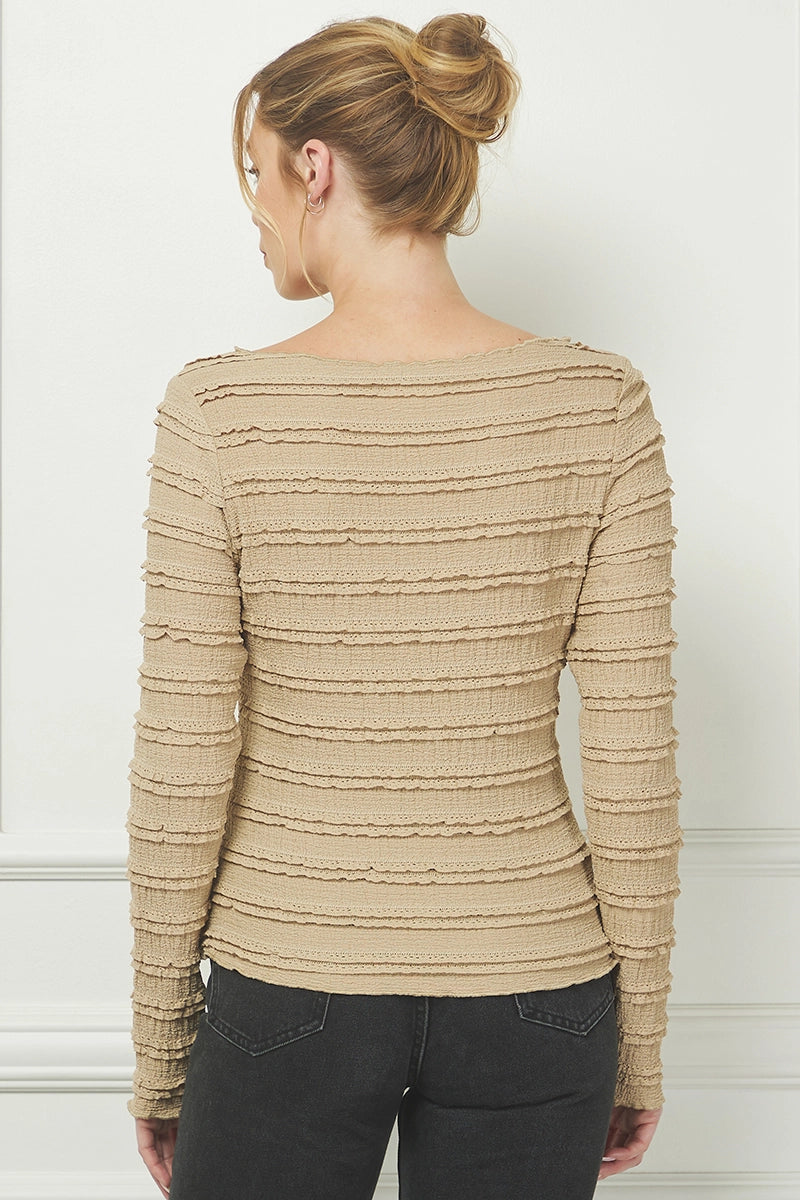 Cafe Latte Ruffled Top