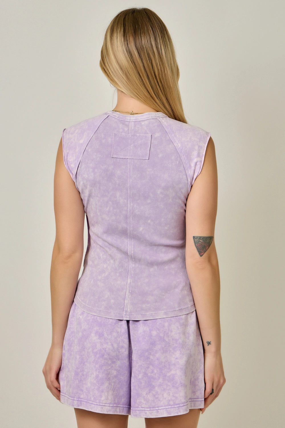 Washed Lavender Ribbed Tee