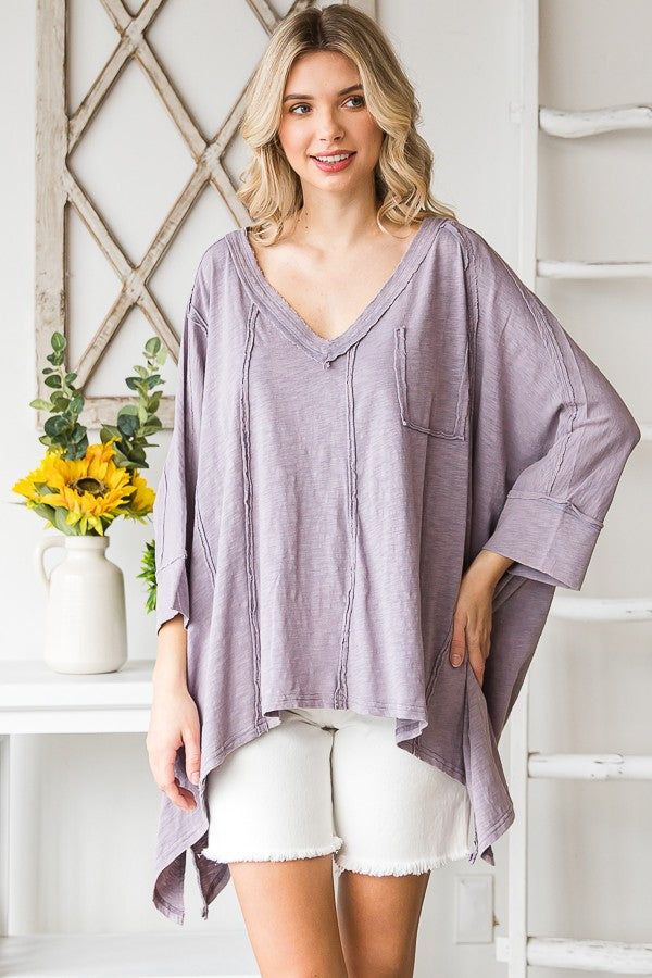 flowy top, spring top, oversized top, spring fashion, summer fashion, modest summer fashion, plus-size friendly top, lavender oversized top, boho fashion, hippie fashion