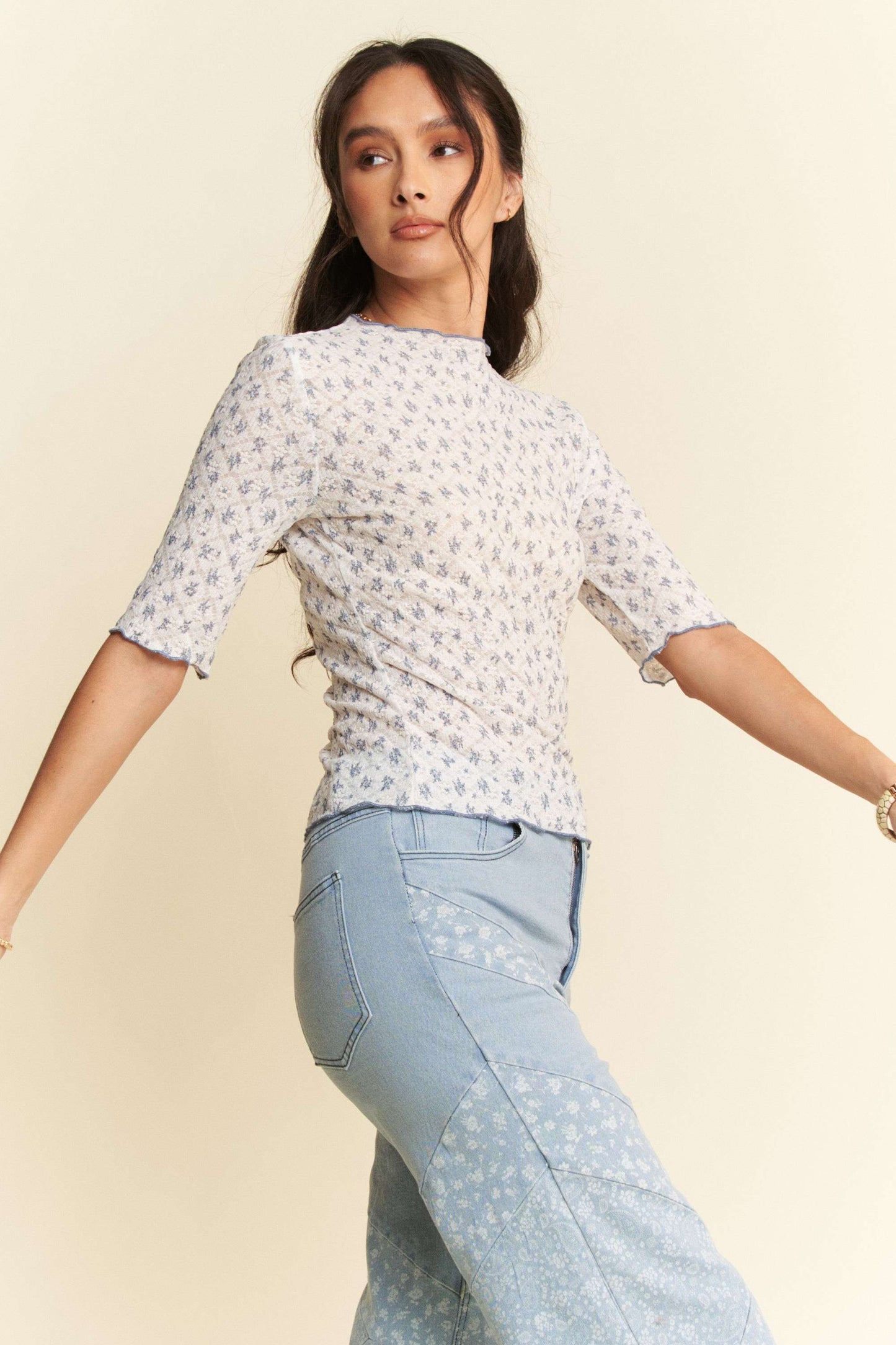 lace layering top, vintage pattern top, quilted top, quilt layering top
