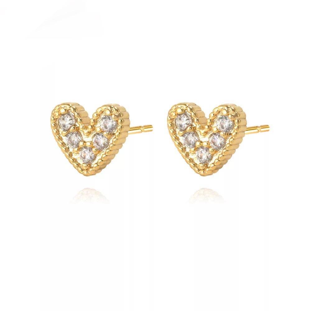 The Nia Pave Heart Studs by Sahira