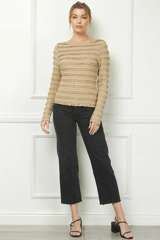 Cafe Latte Ruffled Top