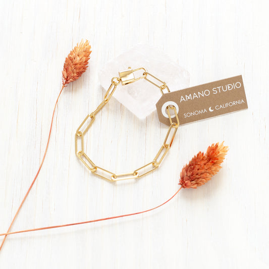 Paperclip Padlock Statement Chain Bracelet