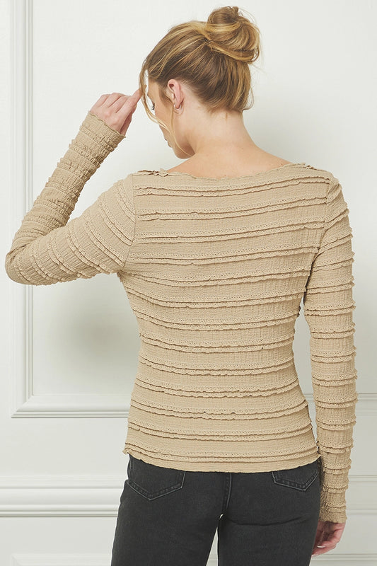 Cafe Latte Ruffled Top