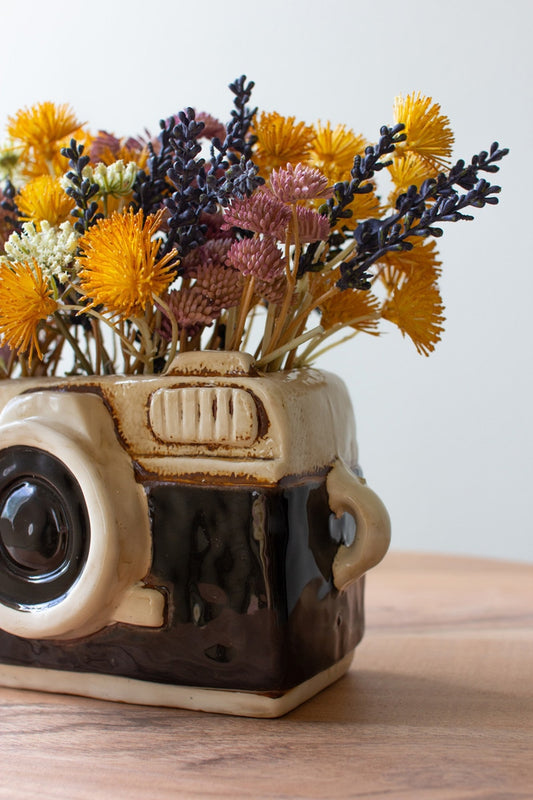 home decor, photographer gift, planter, camera planter, anthropology decor