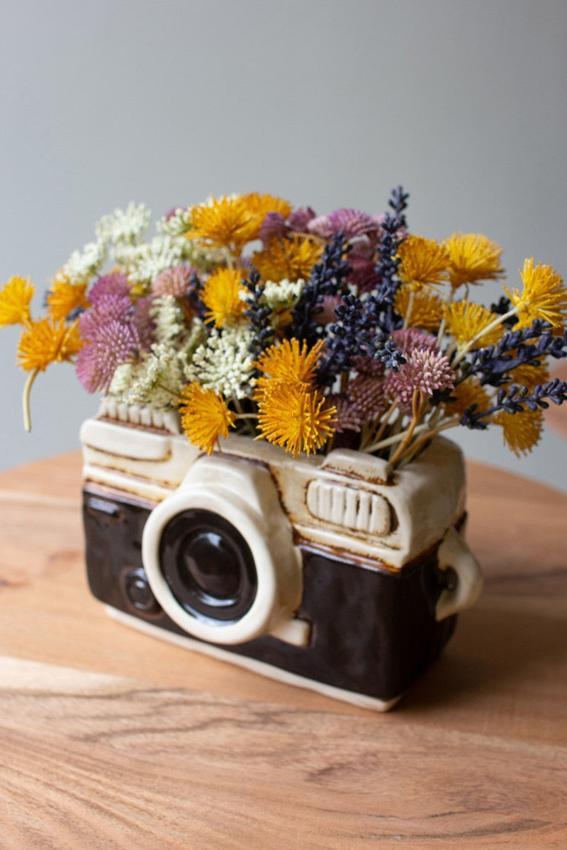 home decor, photographer gift, planter,  camera planter, anthropology decor
