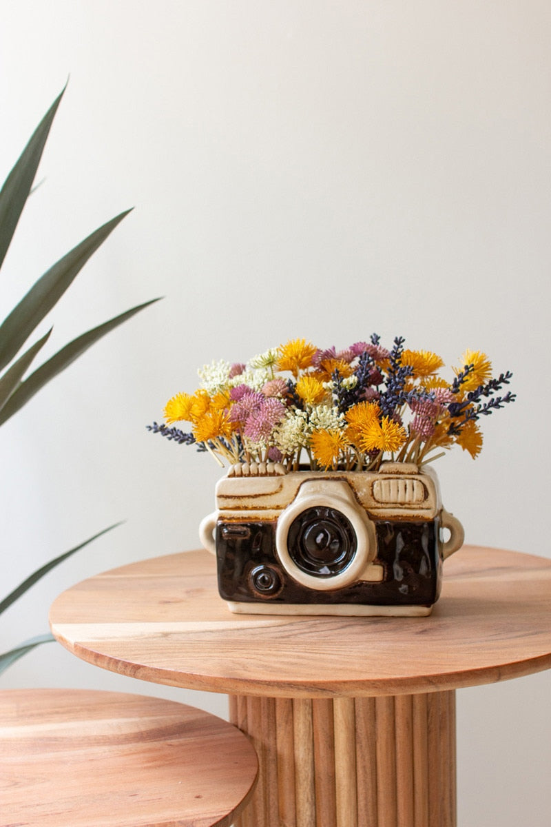 home decor, photographer gift, planter,  camera planter, anthropology decor
