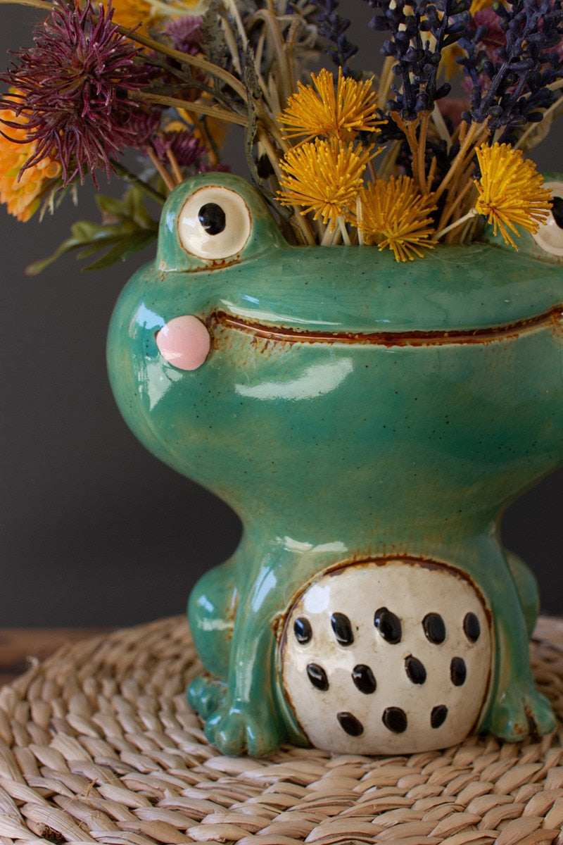 planter, frog decor