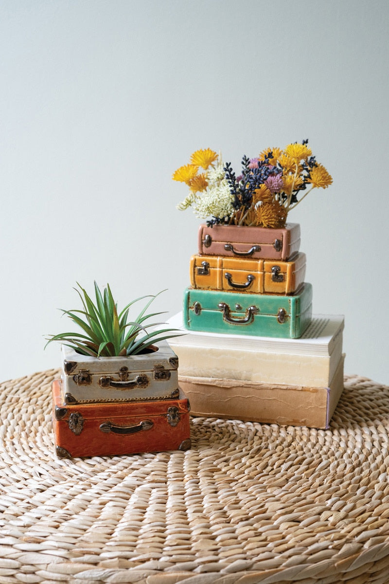 home decor, traveler gift, planter, suitcase planter, anthropology decor