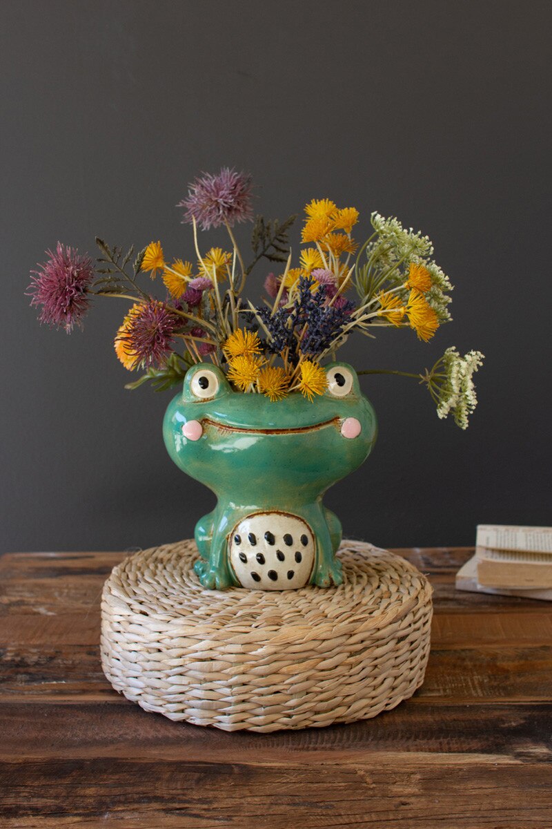 planter, frog decor