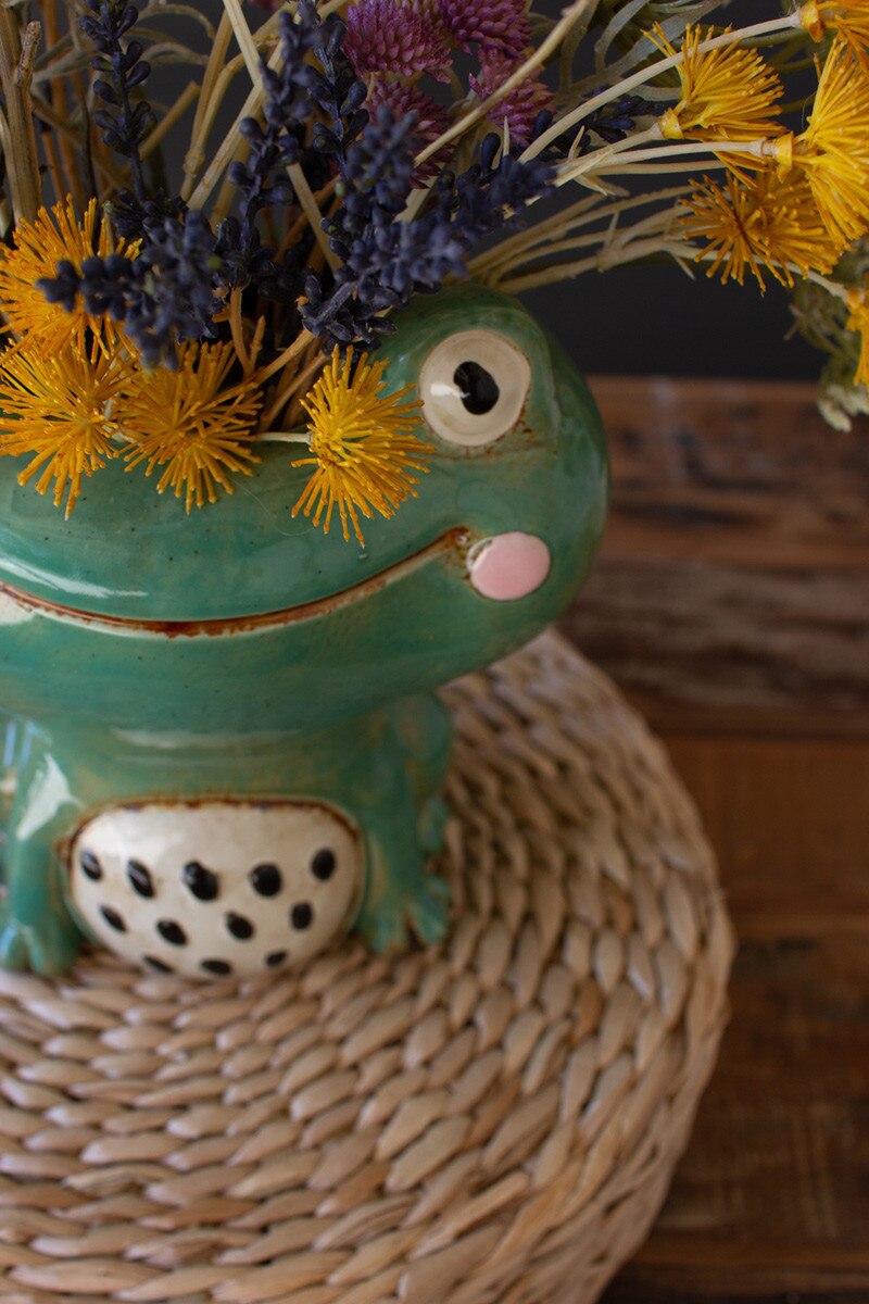 planter, frog decor