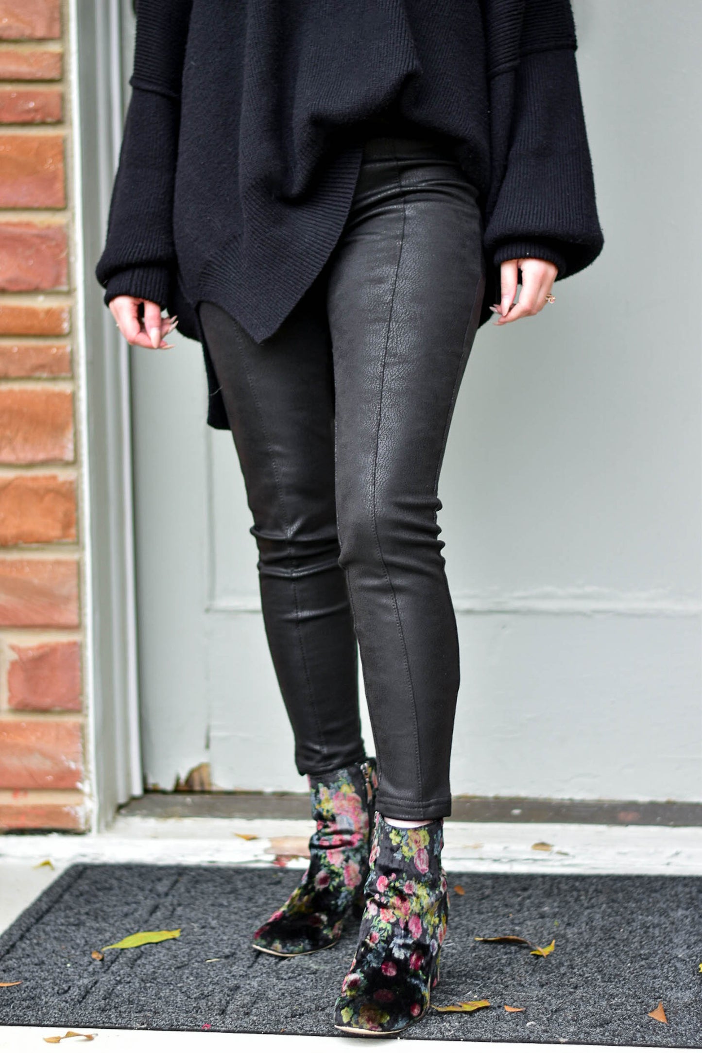 faux leather leggings, fleece lined leggings