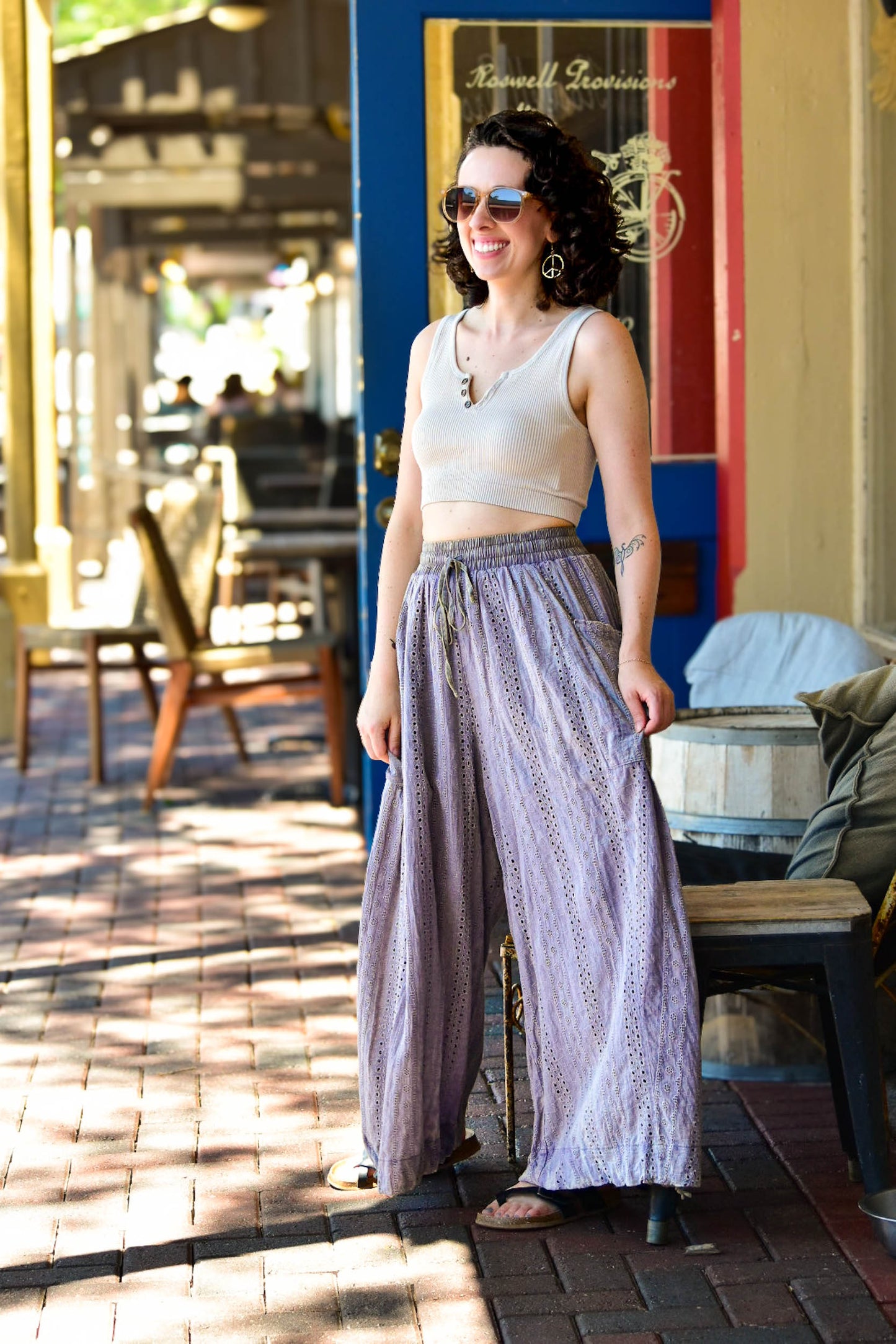 boho, boho pant, wide leg pant, soft fabric pant, free people dupe, hippie fashion, eyelet pant, pockets