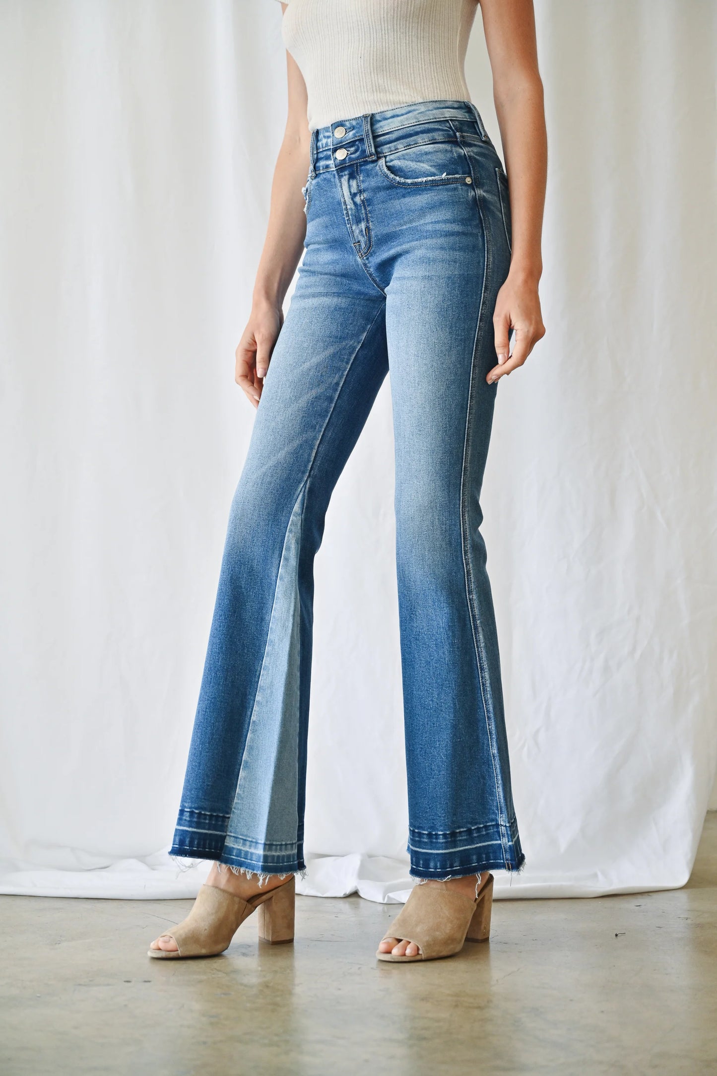 bellbottoms, flare jeans, hippie jeans, color block jeans