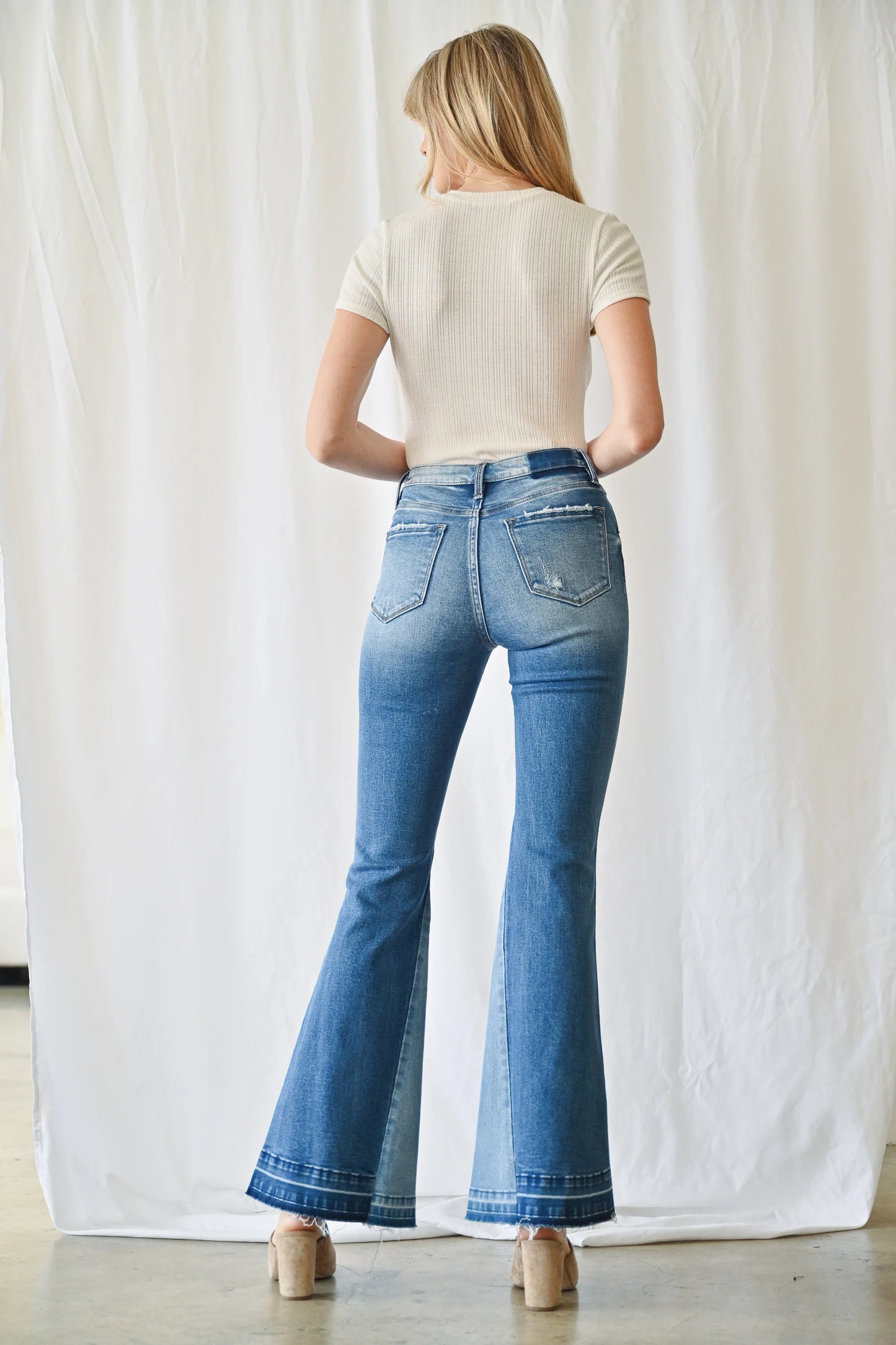 bellbottoms, flare jeans, hippie jeans, color block jeans