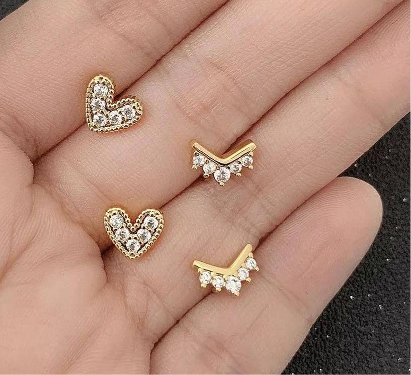 The Nia Pave Heart Studs by Sahira