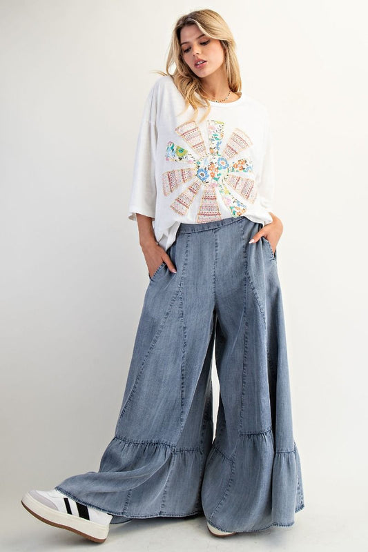 Easel Wide Leg Tencel Pants