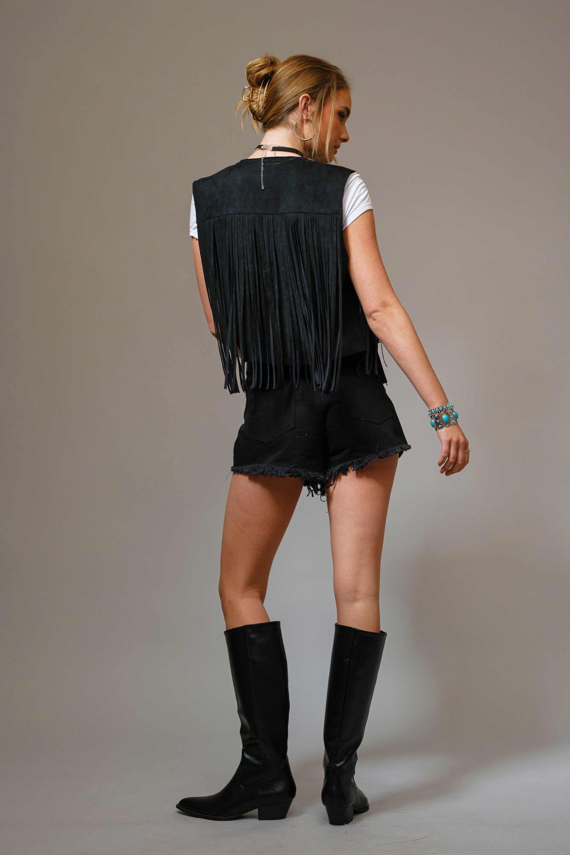 fringe vest, western vest, cowgirl vest, hippie vest, hippie style, suede vest, festival, coachella, stagecoach, black fringe vest