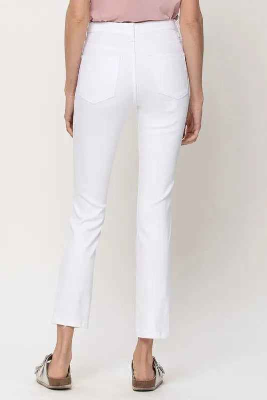 The Jeanne High Rise Slim Straight Leg White Jeans