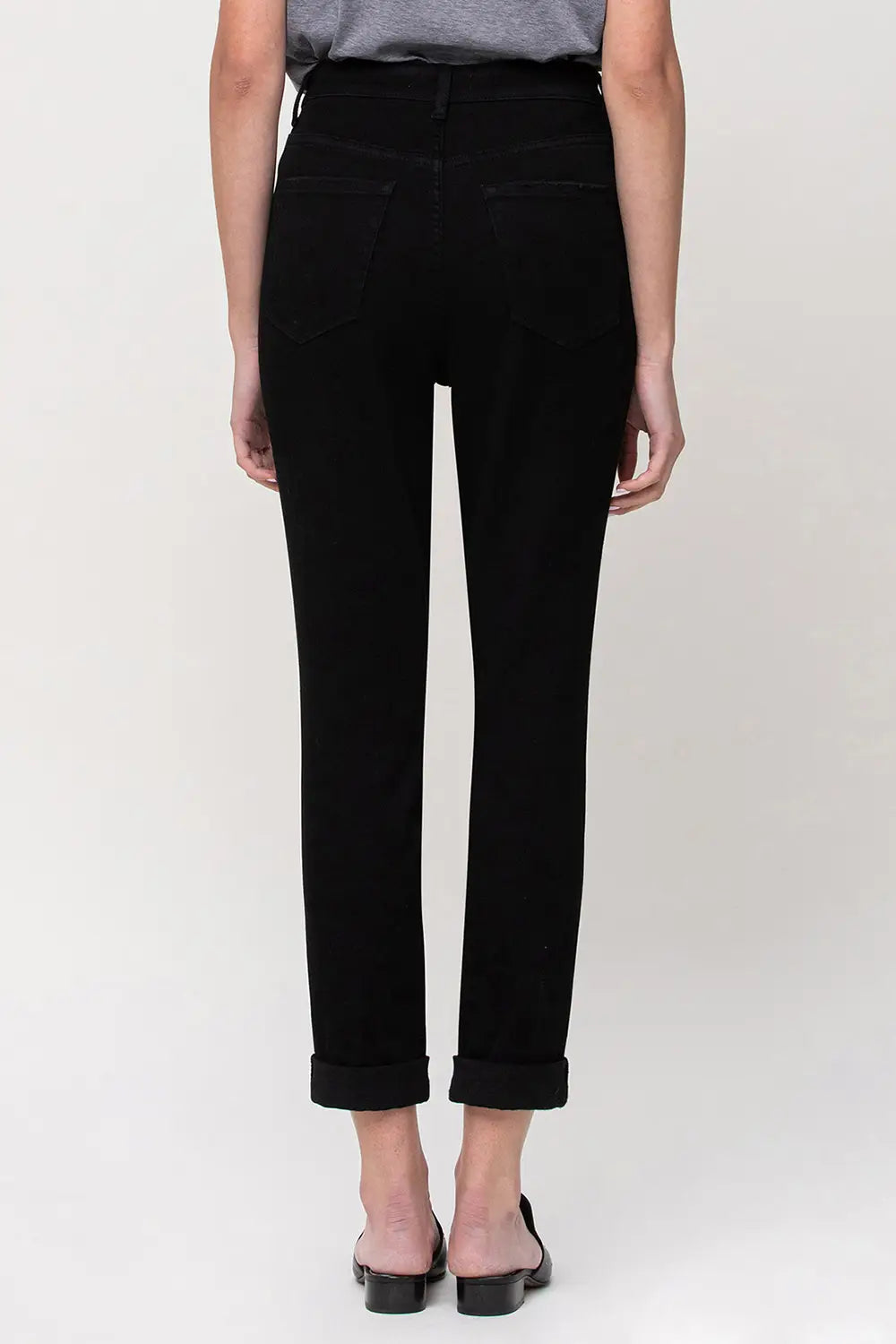 The Erika Mom Stretch Jeans in Black Denim