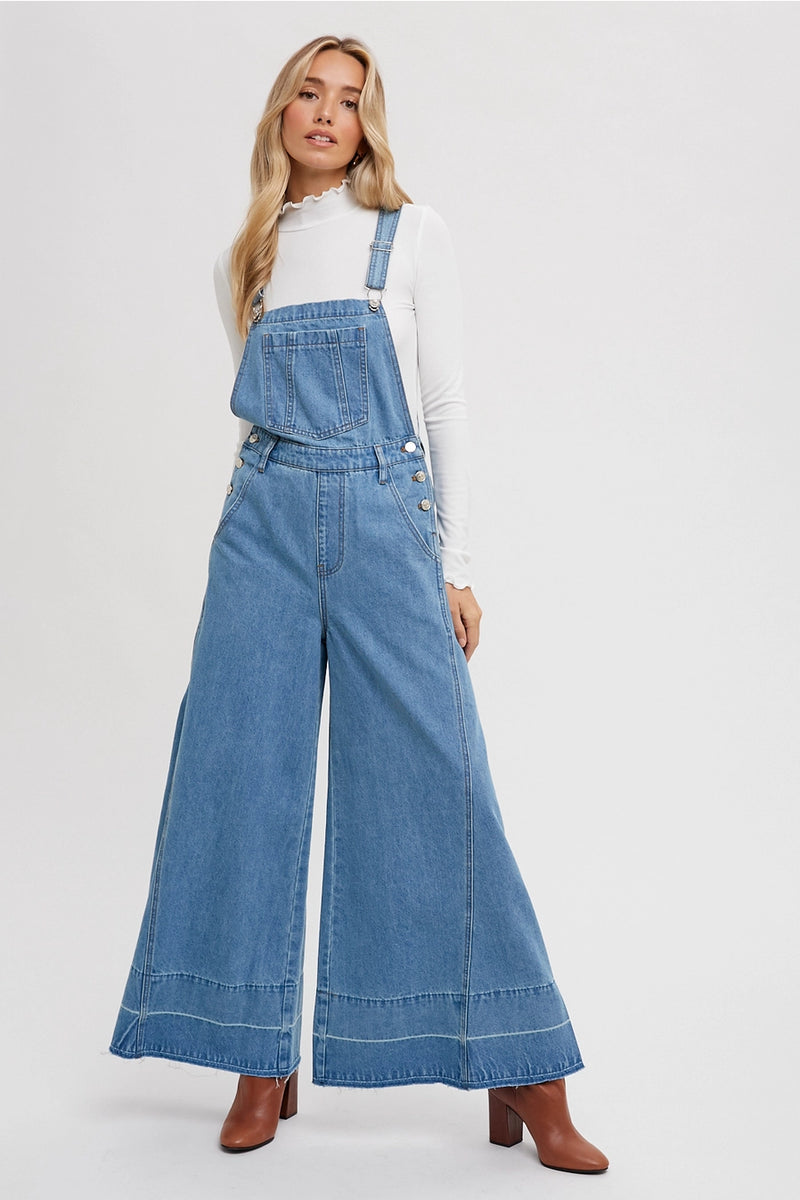 Harmony Denim Wide Leg Overalls