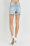 Risen High Rise Denim Shorts