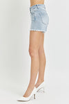 Risen High Rise Denim Shorts