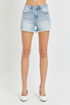 Risen High Rise Denim Shorts