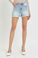 Risen High Rise Denim Shorts