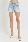 Risen High Rise Denim Shorts