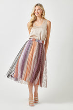 The Star Foiled Mesh Pleat Skirt