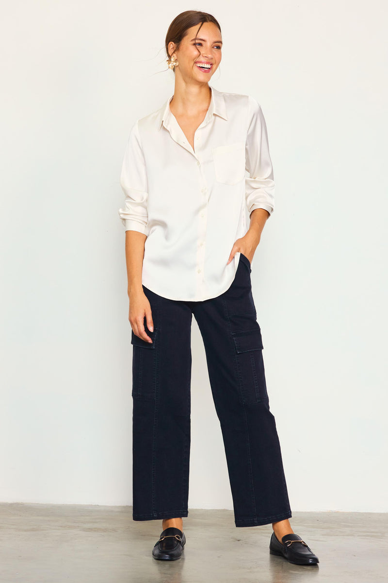 The Mia Satin Button Down