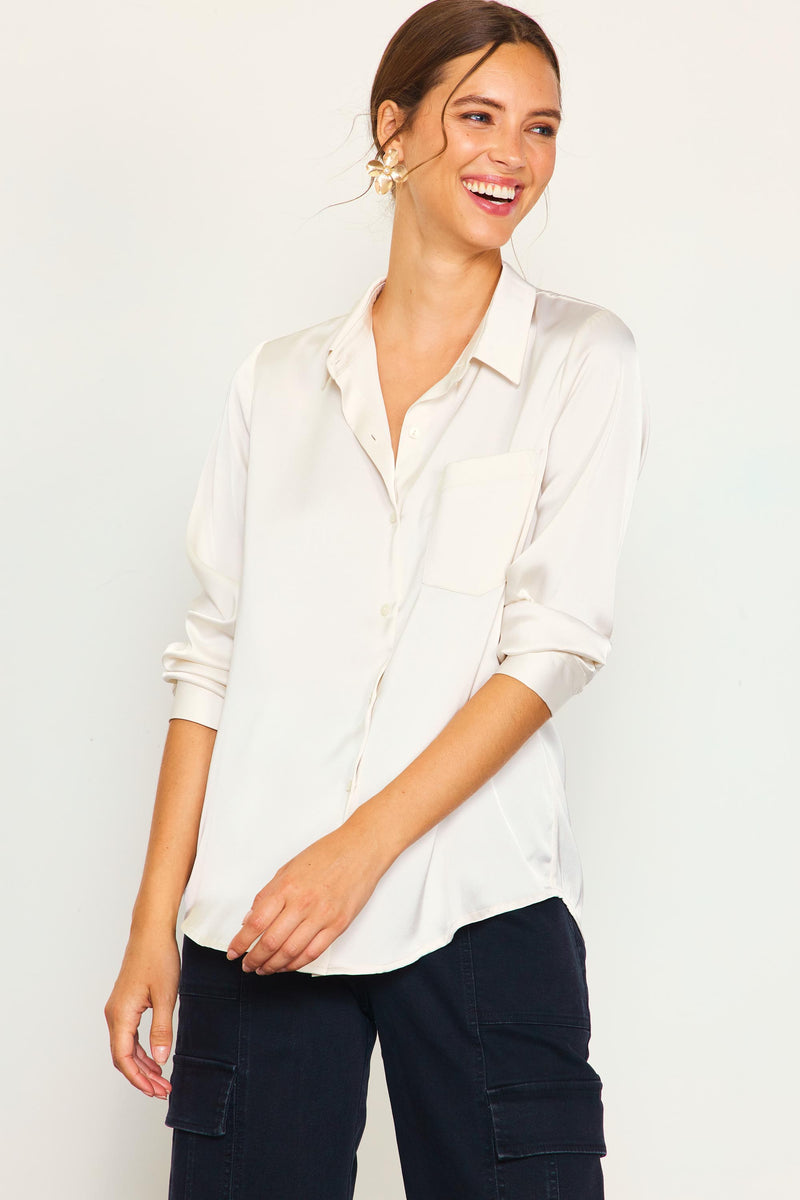 The Mia Satin Button Down