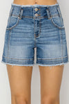 Risen Seam Detail Denim Shorts