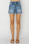 Risen Seam Detail Denim Shorts