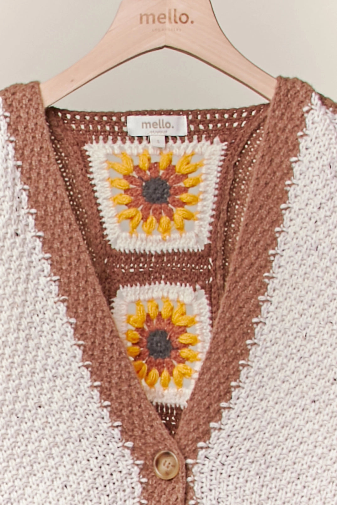 Retro Sunflower Crochet Sweater