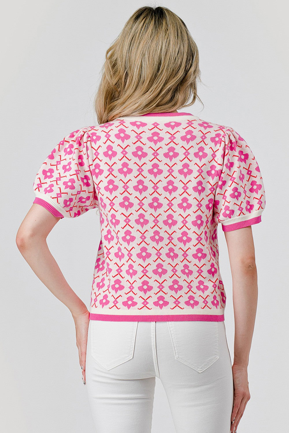 Retro Floral Knit Top