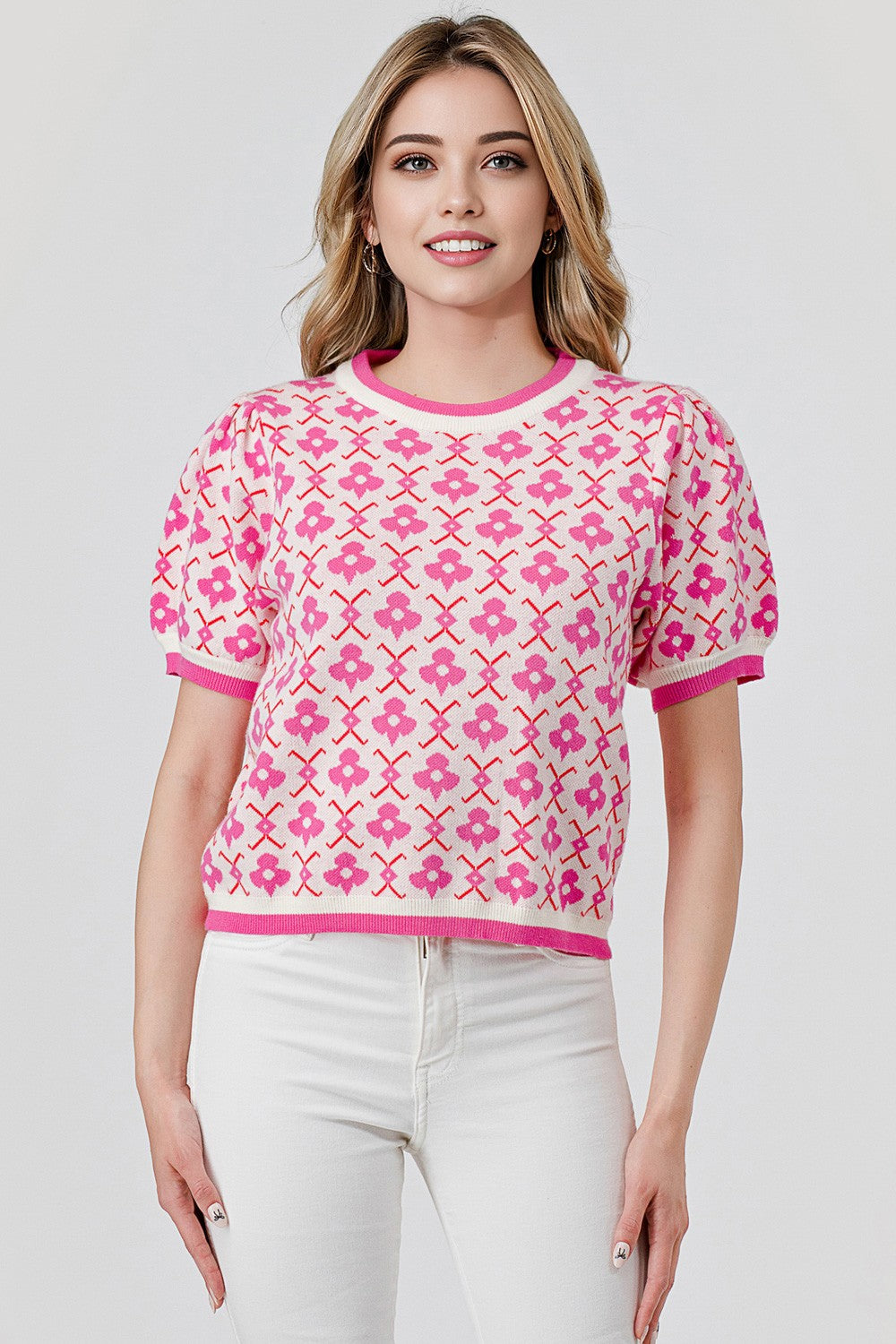 Retro Floral Knit Top