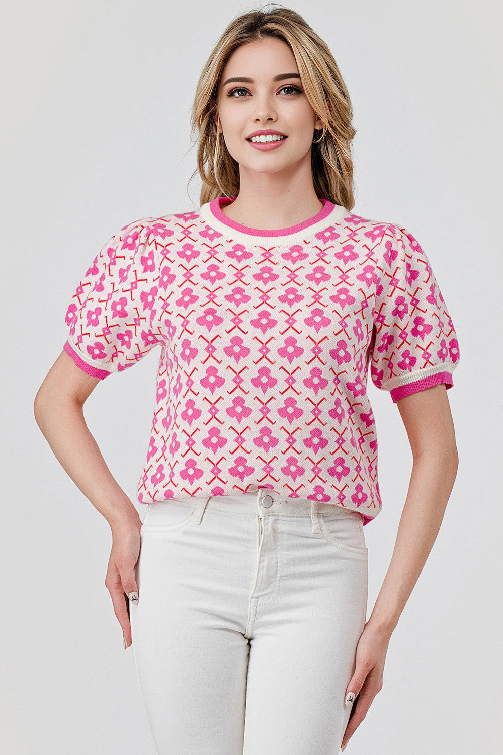 Retro Floral Knit Top