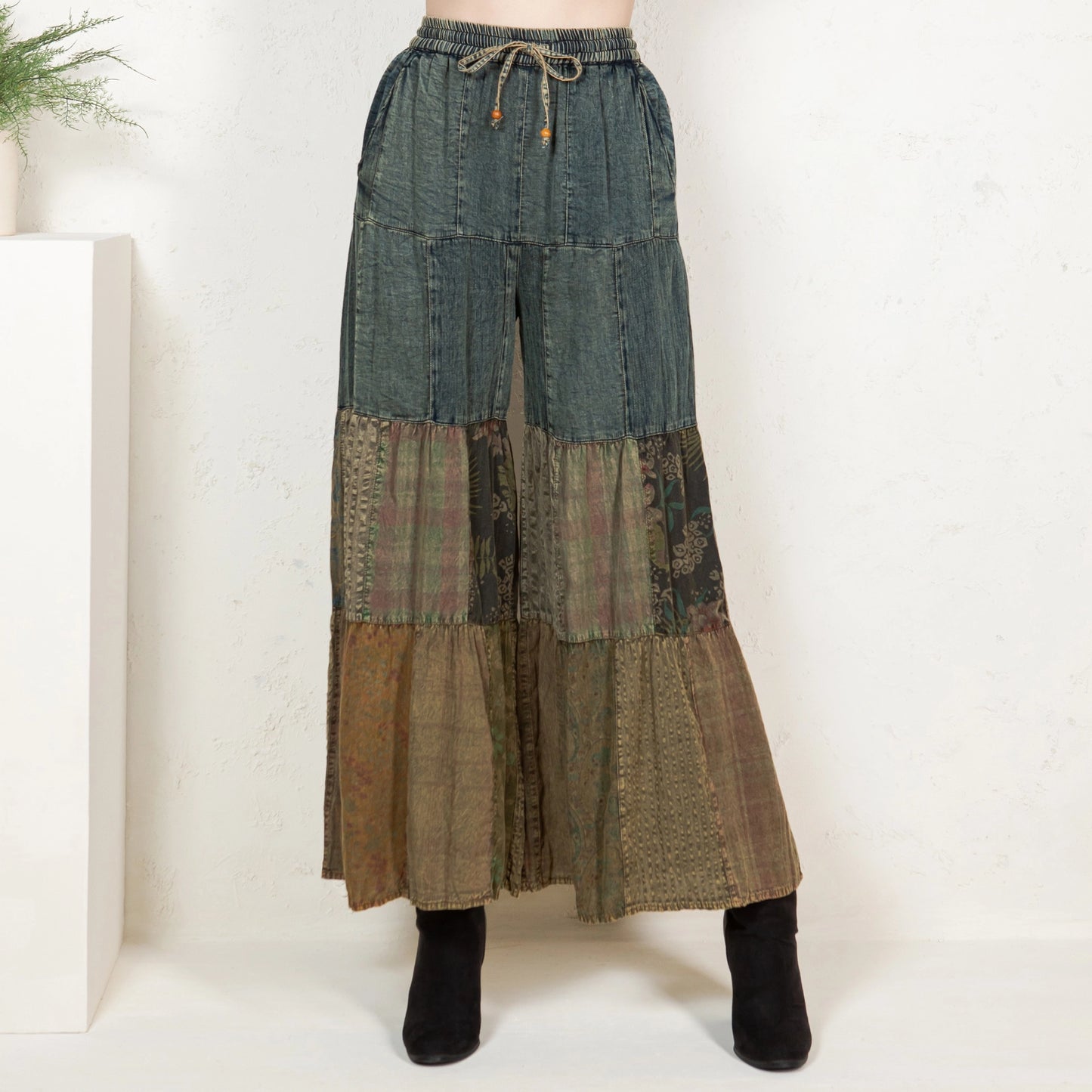 Boho Tiered Patchwork Pants