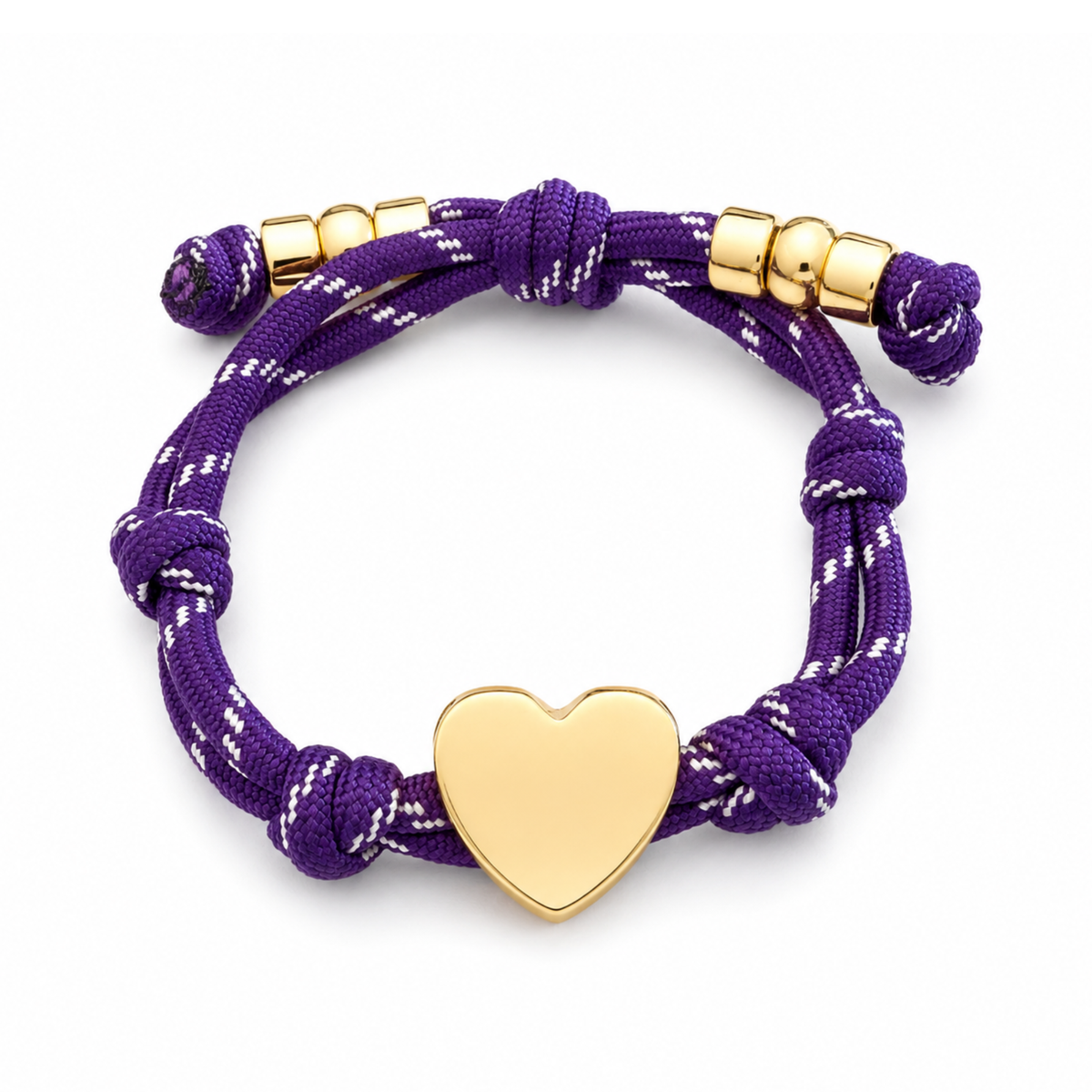 Ellison+Young - Ellison+Young Game Day Rope Bracelet, Gold Heart Charm, Adjustable