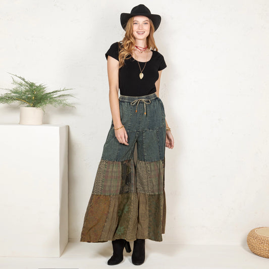 Boho Tiered Patchwork Pants