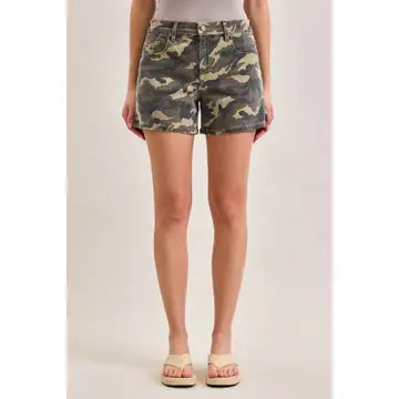Camo Stretch Mid Rise Shorts