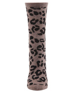 Leopard Animal Print Cashmere Blend Crew Socks