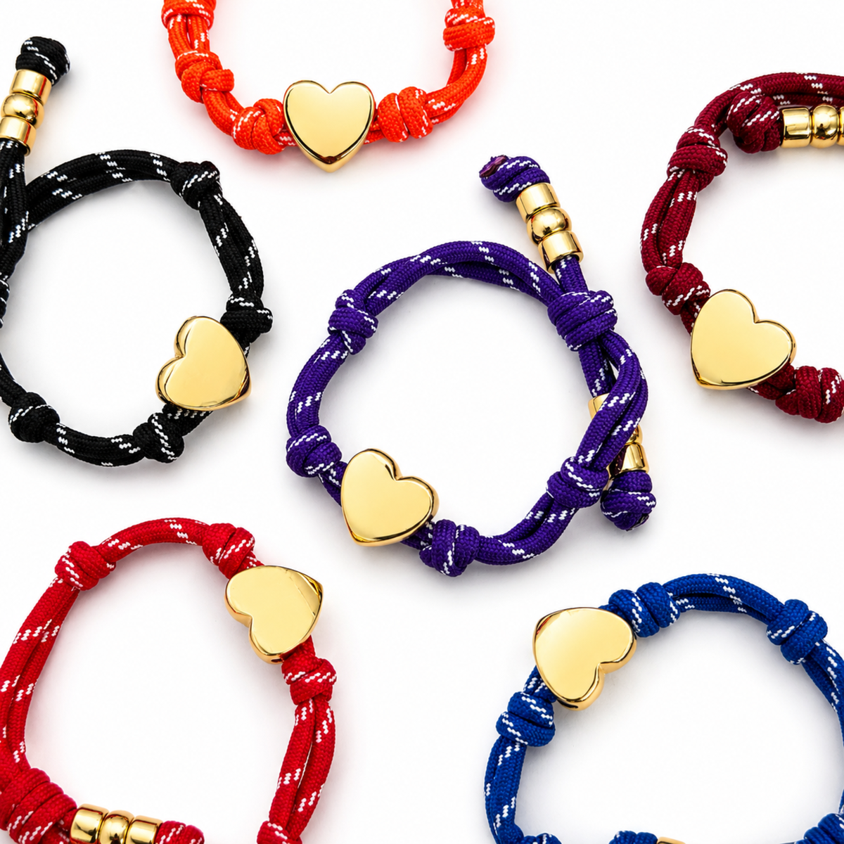 Ellison+Young - Ellison+Young Game Day Rope Bracelet, Gold Heart Charm, Adjustable